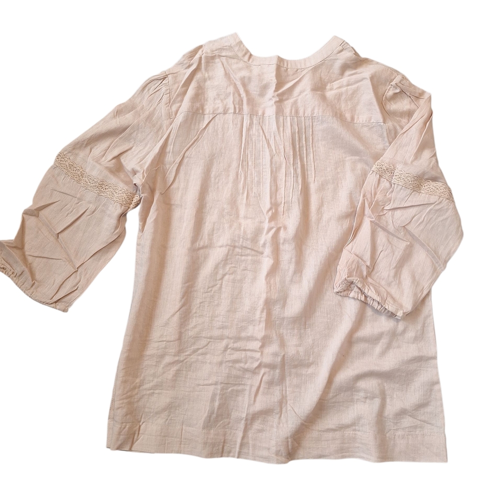 Tantrums Button Up  Blouse in Soft Beige L